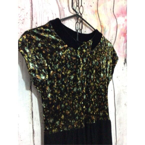 Vintage 90’s BENDIGO IMPRESSIONS VELVET Dress Size Small Funky Maxi Black Multi - Picture 7 of 16